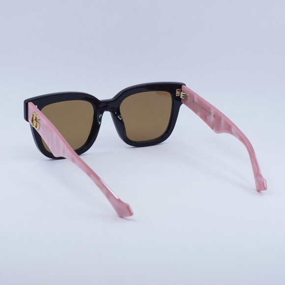 Gucci GG0998S 005 Sunglasses Black/Pink Square Frame, Brown Lenses main image 4